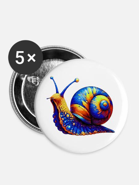 Schnecke - Buttons groß 56 mm (5er Pack) - Weiß