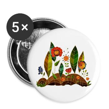 Blumen - Buttons groß 56 mm (5er Pack) - Weiß - Vorne