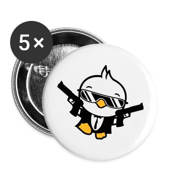 Bird 2 Gun Guns Agent Sunglasses Cool - Buttons large 2.2''/56 mm (5-pack) - white - Front