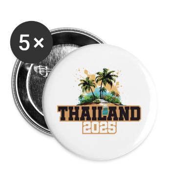 Thailand 2025 Palmen - Buttons groß 56 mm (5er Pack) - Weiß - Vorne