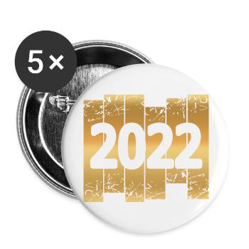 Gold 2022 - Buttons groß 56 mm (5er Pack) - Weiß - Vorne