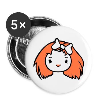 Vogel Dame Frau weiblich hübsches Gesicht Schleife - Buttons groß 56 mm (5er Pack) - Weiß - Vorne