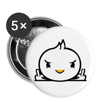 Bird evil middle finger showing bad boy behind fence - Buttons large 2.2''/56 mm (5-pack) - white - Front