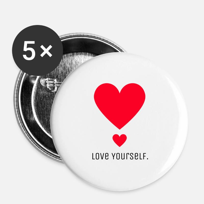 Love Yourself - Buttons large 2.2''/56 mm (5-pack) - white