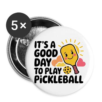Chemise de pickleball drôle Conception de pagaie mignonne pour l’équipe - Lot de 5 grands badges (56 mm) - blanc - Devant