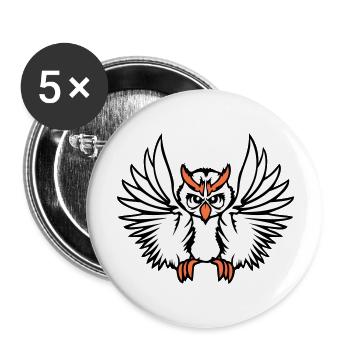Owl Bird Eagle Owl Night Bird Barn Owl Flying Cool - Buttons large 2.2''/56 mm (5-pack) - white - Front