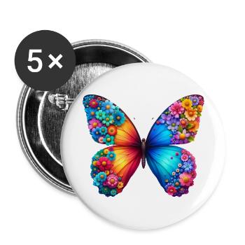 Colorful Butterfly Nature Inspired Summer Vibes - Buttons large 2.2''/56 mm (5-pack) - white - Front