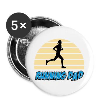 Running dad - Lot de 5 grands badges (56 mm) - blanc - Devant