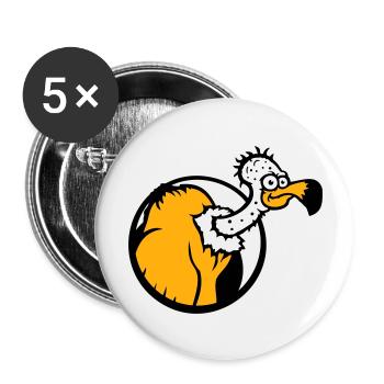 Geier Aasfresser Vogel lustig Geiern Aasgeier Spaß - Buttons groß 56 mm (5er Pack) - Weiß - Vorne