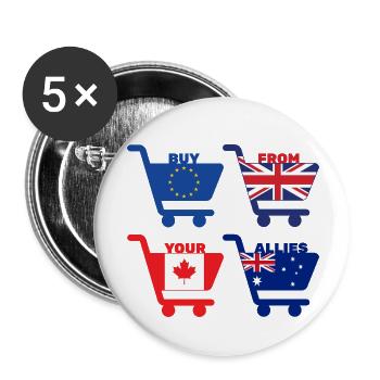 Buy From Allies: Shopping Carts Square Design - Buttons large 2.2''/56 mm (5-pack) - white - Front