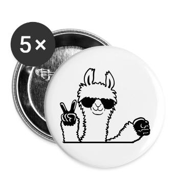 Lama Sonnenbrille Peace Fist Pump Team Begrüßung - Buttons groß 56 mm (5er Pack) - Weiß - Vorne