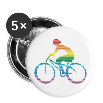 Radfahrer - Buttons groß 56 mm (5er Pack) - Weiß - Vorne