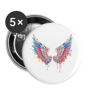 Angelwings,Angel Wings,Graffiti,Painting,Colorful - Buttons large 2.2''/56 mm (5-pack) - white - Front