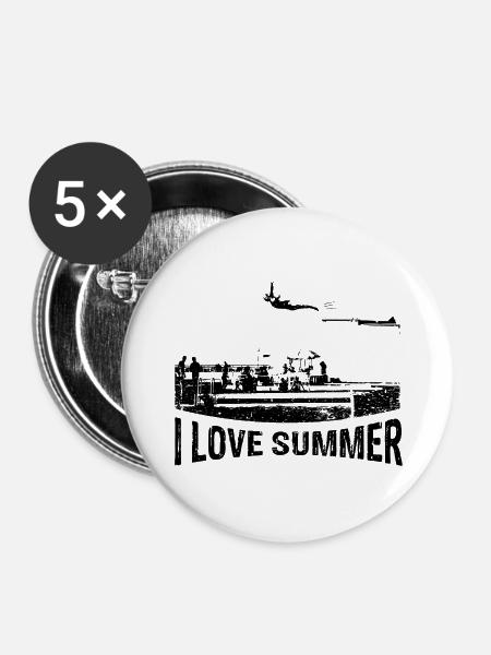 I love SUMMER - Buttons groß 56 mm (5er Pack) - Weiß