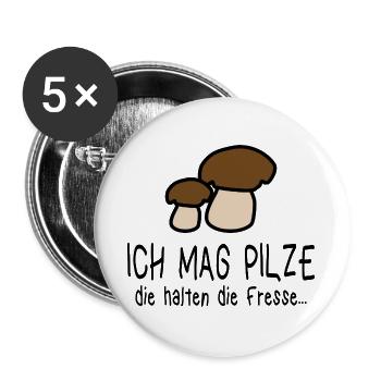 Pilze Pilz Wald Spruch Humor - Buttons groß 56 mm (5er Pack) - Weiß - Vorne