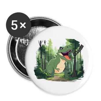 T-Rex - Buttons groß 56 mm (5er Pack) - Weiß - Vorne