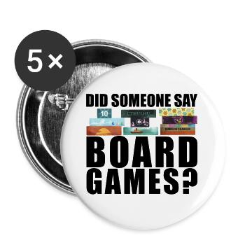 Brettspiele lustiger Spruch - Buttons groß 56 mm (5er Pack) - Weiß - Vorne