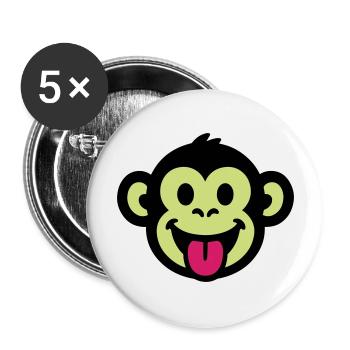 Affe Lustig Comic - Buttons groß 56 mm (5er Pack) - Weiß - Vorne