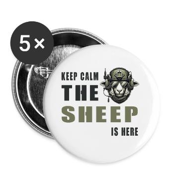 Sheep – Keep Calm Design - Buttons large 2.2''/56 mm (5-pack) - white - Front