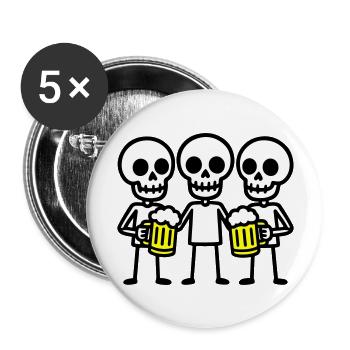Équipe de buveurs de bière Skeleton - Lot de 5 grands badges (56 mm) - blanc - Devant