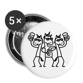 Einhorn Bier Crew - Buttons groß 56 mm (5er Pack) - Weiß - Vorne