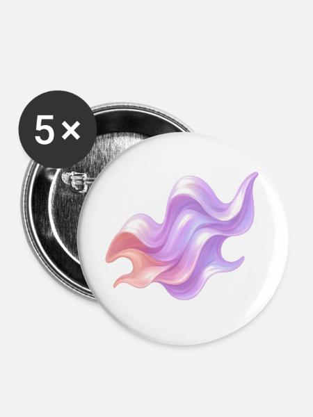Liquid Waves - Buttons groß 56 mm (5er Pack) - Weiß