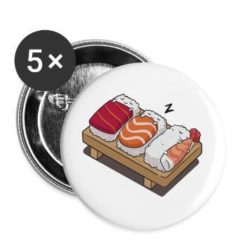 Sushi Schlafen - Buttons groß 56 mm (5er Pack) - Weiß - Vorne