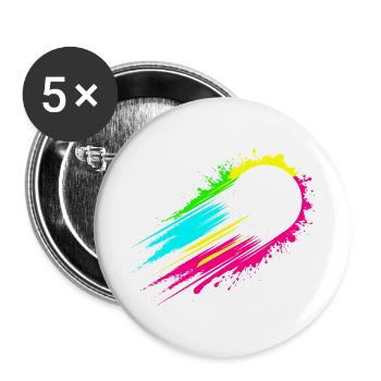 Fußball - Buttons groß 56 mm (5er Pack) - Weiß - Vorne
