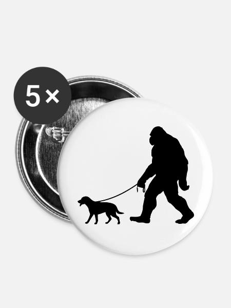 Bigfoots bester Freund: - Buttons groß 56 mm (5er Pack) - Weiß