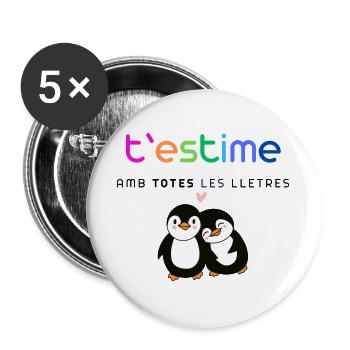 Estimar_Pingüins - Lot de 5 grands badges (56 mm) - blanc - Devant