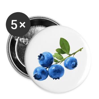 Blaubeeren - Buttons groß 56 mm (5er Pack) - Weiß - Vorne