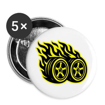 Flamme de pneu de voiture - Lot de 5 grands badges (56 mm) - blanc - Devant