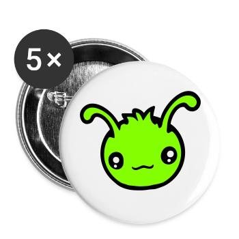 Raupe Alien süß kleines Monster glücklich Lächeln - Buttons groß 56 mm (5er Pack) - Weiß - Vorne