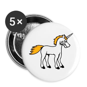Unicorn Evil Angry Attack Teeth Grinding Sour - Buttons large 2.2''/56 mm (5-pack) - white - Front