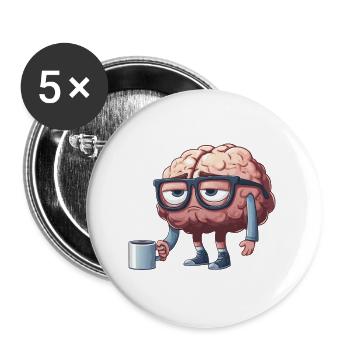 Casual brain charm with coffee - Buttons large 2.2''/56 mm (5-pack) - white - Front