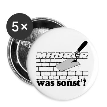 Maurer Bauhandwerk Logo - Buttons groß 56 mm (5er Pack) - Weiß - Vorne