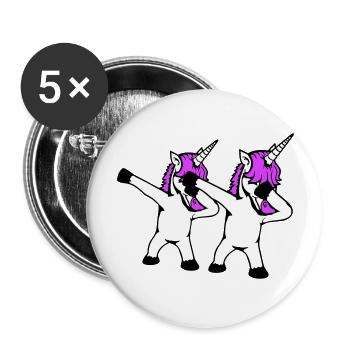 2 Einhörner Dabbing Dab Tanz Party Pose Geste Team - Buttons groß 56 mm (5er Pack) - Weiß - Vorne