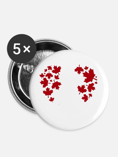 Ahornblatt Herzmuster - Buttons groß 56 mm (5er Pack) - Weiß