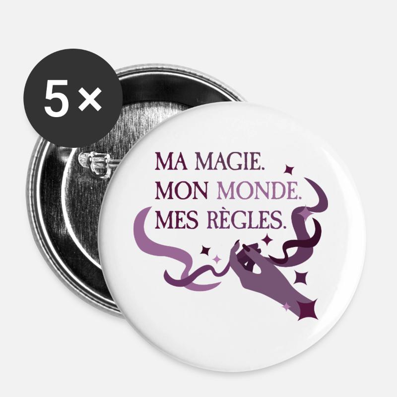 My magic. My World. My rules. - Buttons large 2.2''/56 mm (5-pack) - white