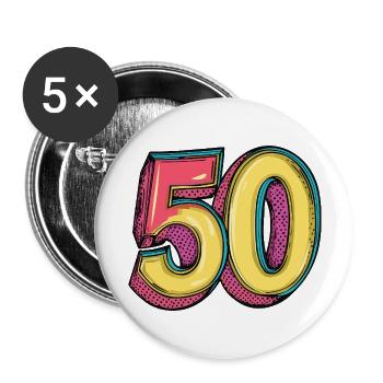 50 Number Comic - Buttons large 2.2''/56 mm (5-pack) - white - Front