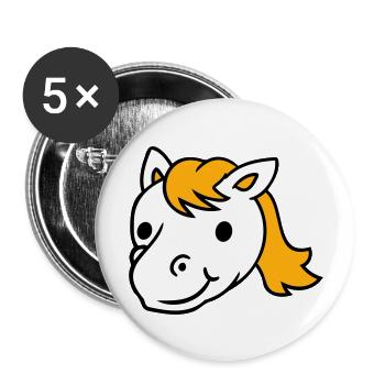 Pferd Süß Pony Fohlen Lange Haare Niedlich Comic - Buttons groß 56 mm (5er Pack) - Weiß - Vorne