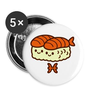 Poissons Zodiaque Foodie - Lot de 5 grands badges (56 mm) - blanc - Devant