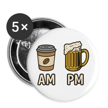 Coffee beer - Buttons large 2.2''/56 mm (5-pack) - white - Front