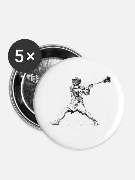 Lacrosse - Buttons groß 56 mm (5er Pack) - Weiß