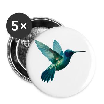 Aquarellierter Kolibri im Flug - Buttons groß 56 mm (5er Pack) - Weiß - Vorne