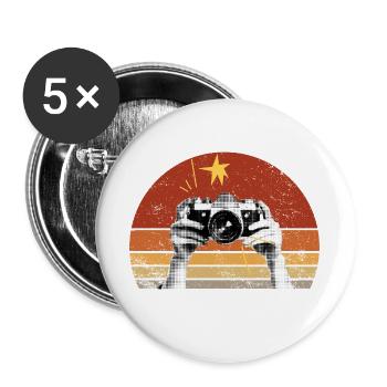Vintage Retro Photographer Setting Sun - Buttons large 2.2''/56 mm (5-pack) - white - Front