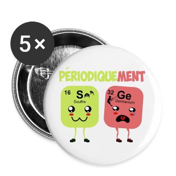 Periodisch weiser Humor Periodensystem - Buttons groß 56 mm (5er Pack) - Weiß - Vorne