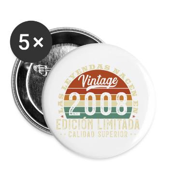 2008 Vintage Rétro Cadeau d’anniversaire - Lot de 5 grands badges (56 mm) - blanc - Devant