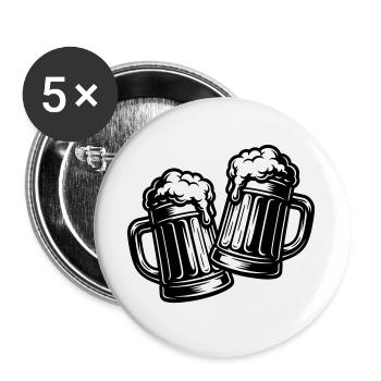 Bier Anstoßen Prost - Buttons groß 56 mm (5er Pack) - Weiß - Vorne
