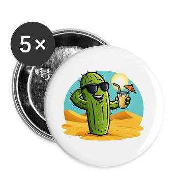Cactus Summer - Buttons large 2.2''/56 mm (5-pack) - white - Front
